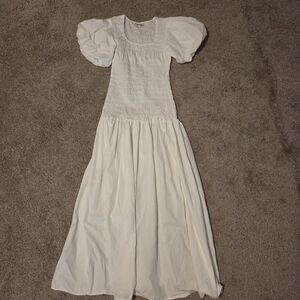 Topshop White Puff Sleeve Maxi Dress